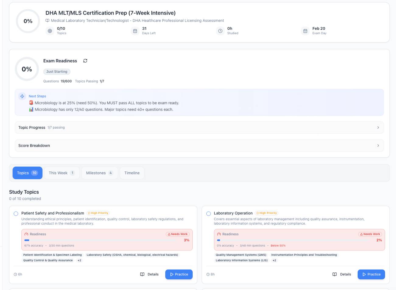 Your Personalized Roadmap to Exam Day desktop view